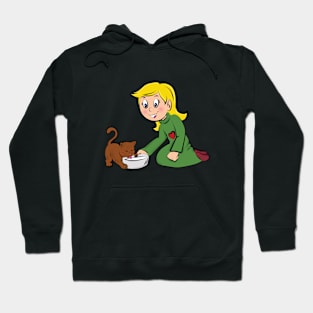 Girl with funny cat Hoodie